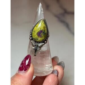 Atlantisite Luna Moth Ring: 925 Sterling Silver • Size 7